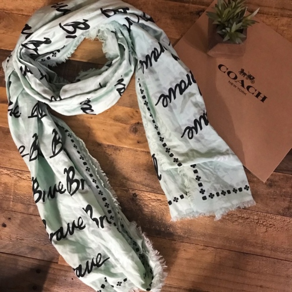 Coach Seafoam Green BRAVE Large Scarf - Picture 2 of 2